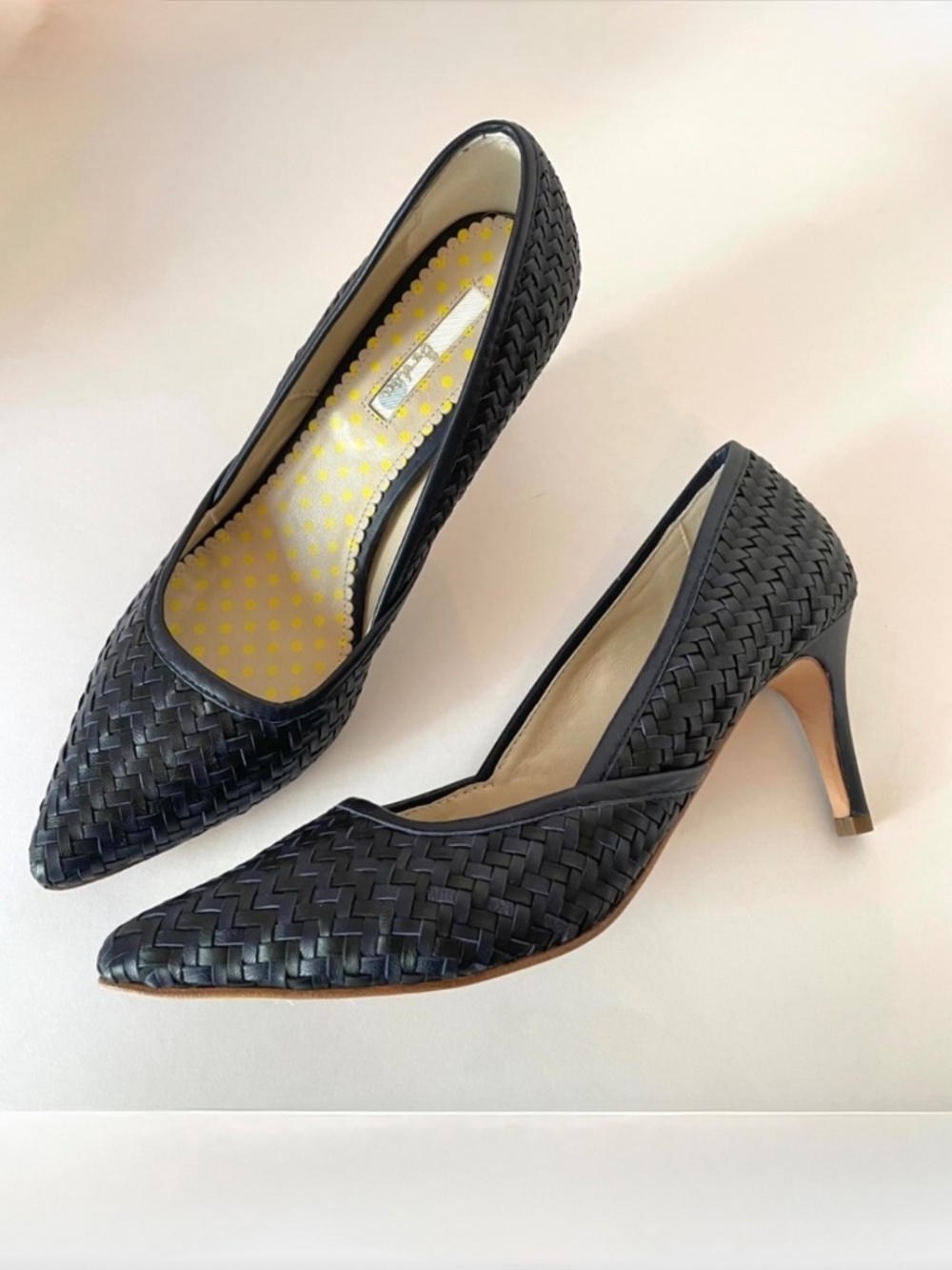Boden Woven Leather Milan Court Shoe 9.5/41 Black/Navy